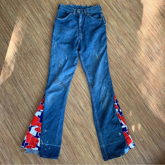 Vintage Wrangler Blue Bell Jeans Embroidered Flare XS 24x29 - Picture 4 of 16